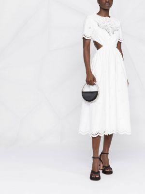 Mini robe avec manches courtes Self-portrait blanc