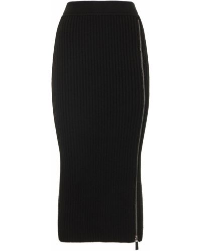 Вълнена миди пола с цип Michael Kors Collection черно