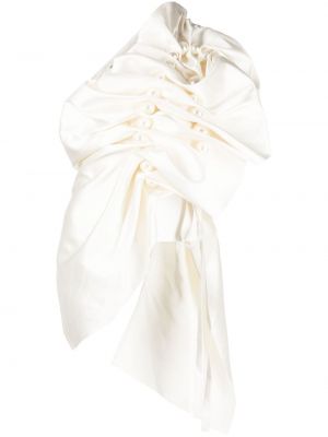 Bluzka z perełkami asymetryczna Kimhekim biała