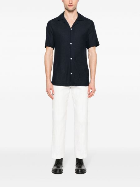 Lněné rovné kalhoty Sandro bílé