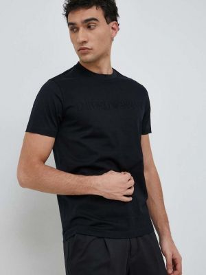 Памучна тениска с дълъг ръкав с апликация Emporio Armani