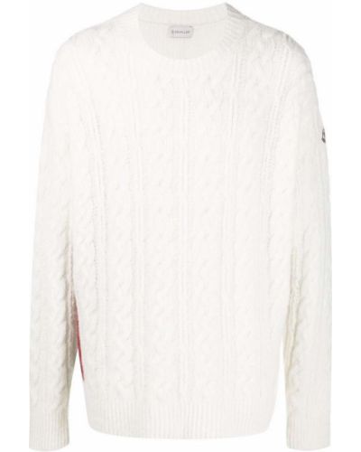 Пуловер с кръгло деколте Moncler бяло