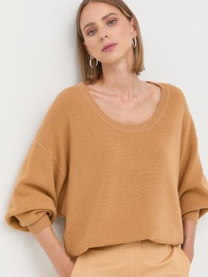 Vlněný svetr Patrizia Pepe dámský, béžová barva, lehký