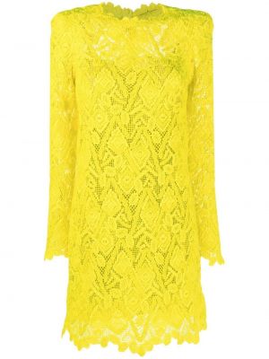 Mini haljina s čipkom Ermanno Scervino žuta