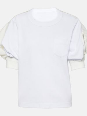 Bavlněné tričko jersey Sacai bílé