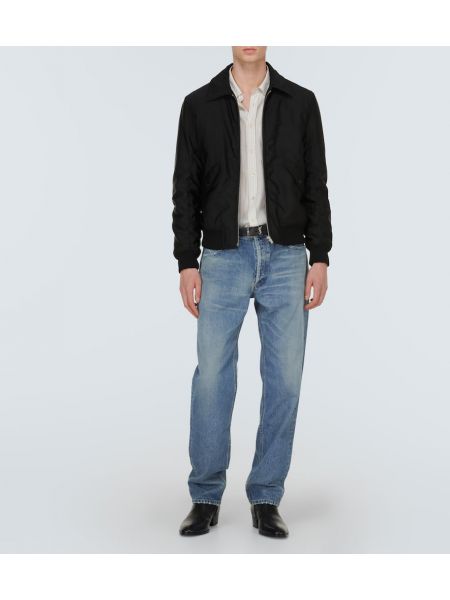 Straight fit džíny s nízkým pasem Saint Laurent modré