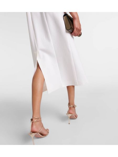 Μάλλινος μίντι φόρεμα με δαντέλα Oscar De La Renta λευκό