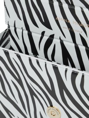 Kožená listová kabelka s potlačou so vzorom zebry Amina Muaddi