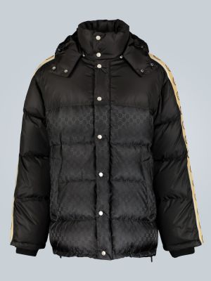 Nylonowy płaszcz żakardowy Gucci czarny
