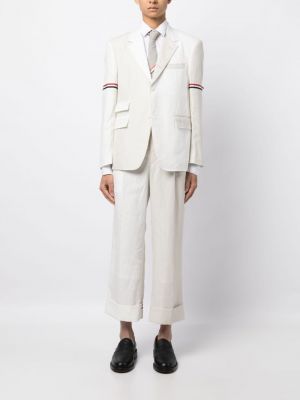 Lněný kabát Thom Browne bílý