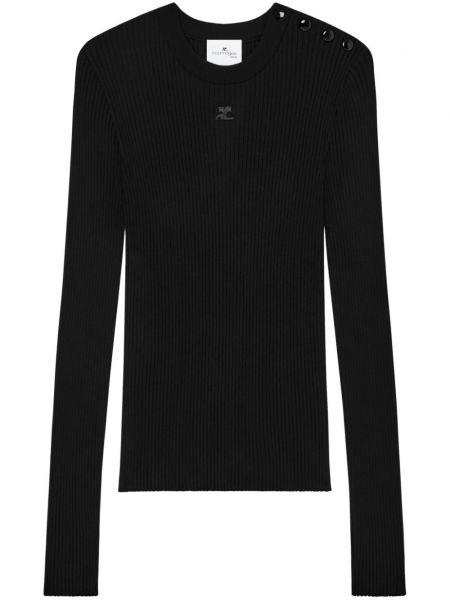 Siuvinėtas ilgas megztinis Courreges juoda