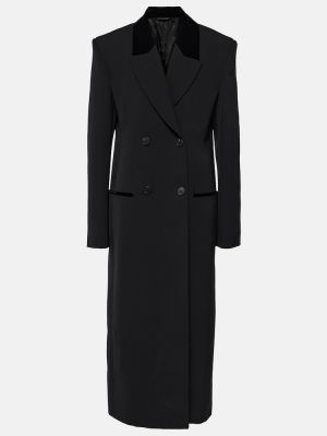 Zamatový vlnený kabát Givenchy čierna
