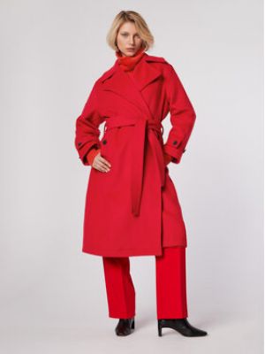 Manteau large Simple rouge