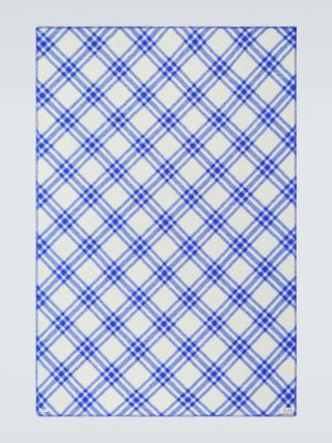 Kostkovaný vlněný šál Burberry modrý