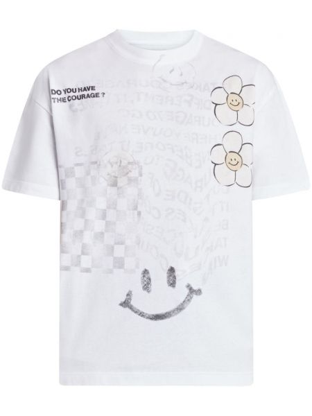 Bavlněné tričko s potiskem Mouty bílé