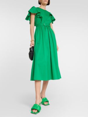 Midi šaty s volánmi Diane Von Furstenberg zelená