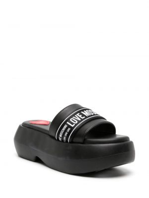 Dabīgās ādas kurpes ar platformu Love Moschino melns
