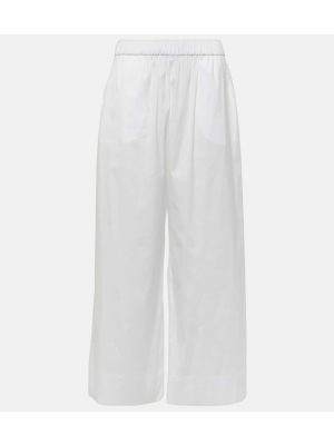 Pantaloni din bumbac cu croială lejeră Max Mara alb