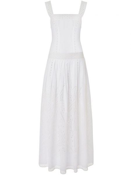 Mežģīņu kokvilnas maksi kleita Alberta Ferretti balts
