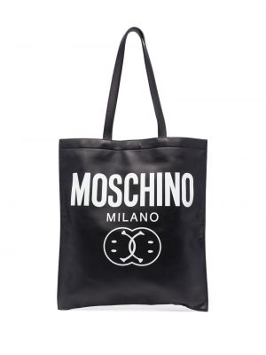 Trykt lær shoppingbag Moschino svart