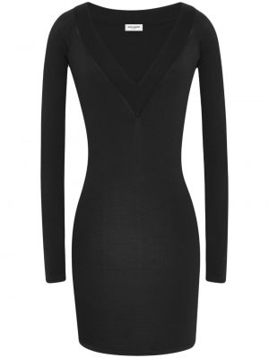 Obleka z v-izrezom Saint Laurent črna