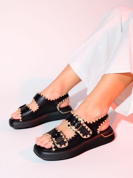 Pletené kožené sandále Luvishoes čierna