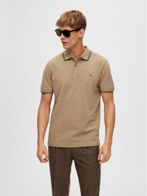 Tricou polo Selected Homme bej