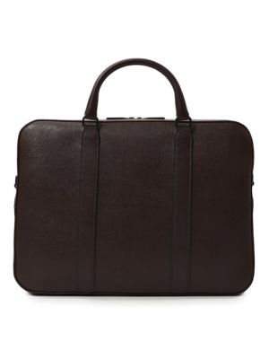 Кожаная сумка для ноутбука Canali коричневая