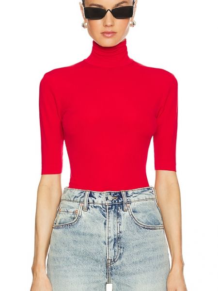 Top slim fit manga corta Norma Kamali rojo