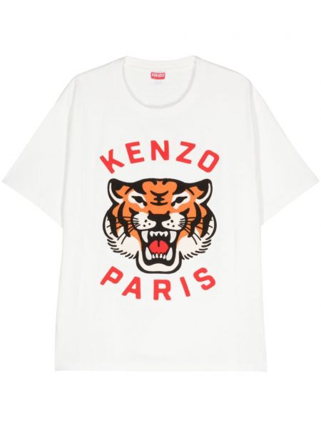 Tiger-stribet t-shirt Kenzo hvid