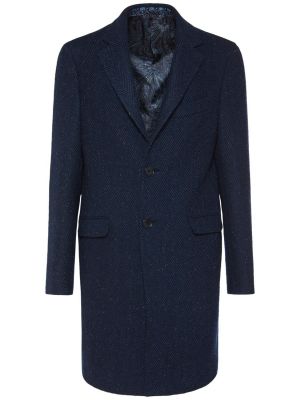 Vlnený priliehavý kabát Etro modrá