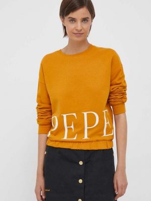 Bluza bawełniana z nadrukiem Pepe Jeans pomarańczowa