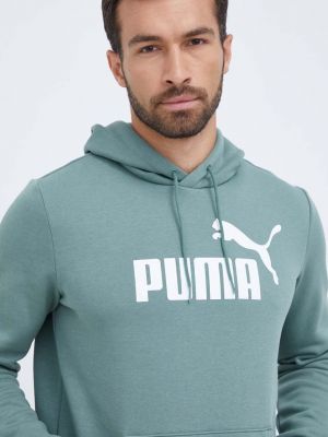 Зелений светр з капюшоном з принтом Puma