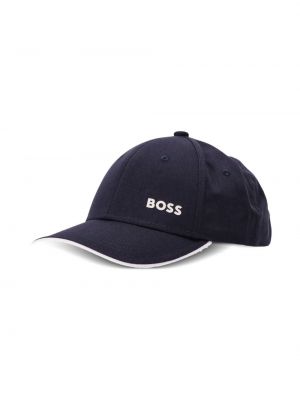 Raštuotas medvilninis kepurė su snapeliu Boss mėlyna