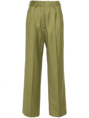 Plisované vlněné rovné kalhoty Blazé Milano zelené