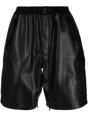Usnjene cargo kratke hlače z žepi Junya Watanabe Man črna