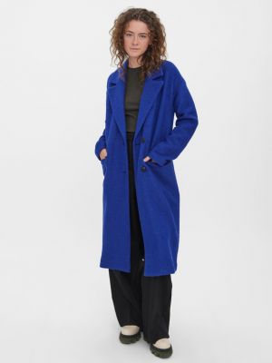 Płaszcz wełniany Vero Moda niebieski