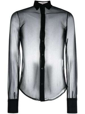 Priehľadná slim fit priliehavá košeľa Ludovic De Saint Sernin čierna