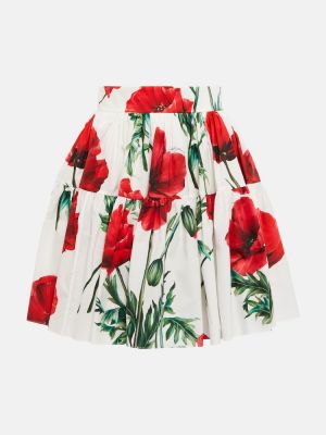 Květinové bavlněné mini sukně Dolce&gabbana bílé