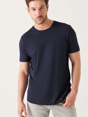 Βαμβακερή μπλούζα σε στενή γραμμή Avva μπλε