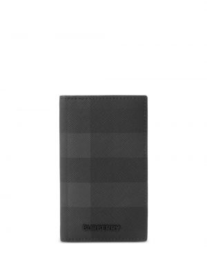Kockovaná kožená peňaženka Burberry sivá