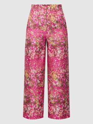 Рожеві шовкові штани в квіточку з принтом Max Mara