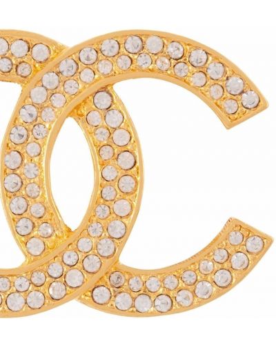 Broszka z kryształkami Chanel Pre-owned złota