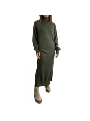 Sukienka długa z wysokim kołnierzem Ecoalf zielona