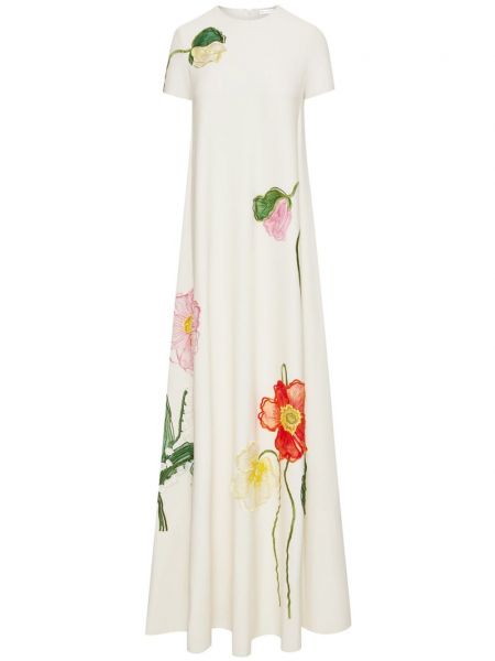 Dolga obleka s cvetličnim vzorcem Oscar De La Renta bela