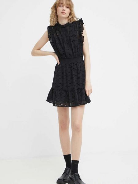 Pamučna mini haljina The Kooples crna