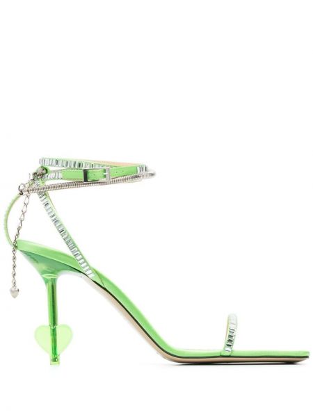 Sandale s kristalima Mach & Mach zelena