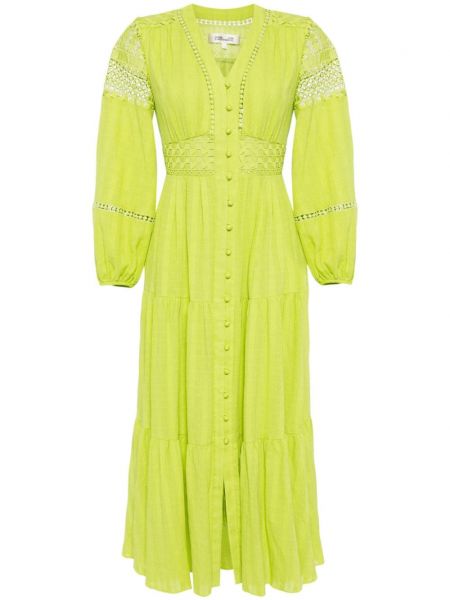 Bombažna midi obleka Dvf Diane Von Furstenberg zelena