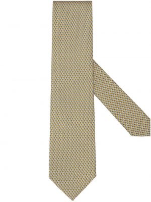 Копринена вратовръзка с принт Zegna жълто
