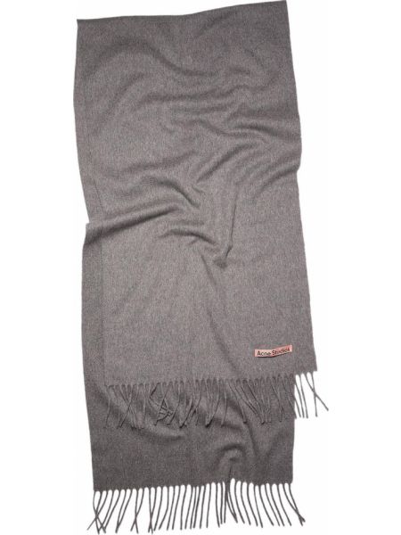 Меланжевый кашемировый шарф с бахромой Acne Studios серый